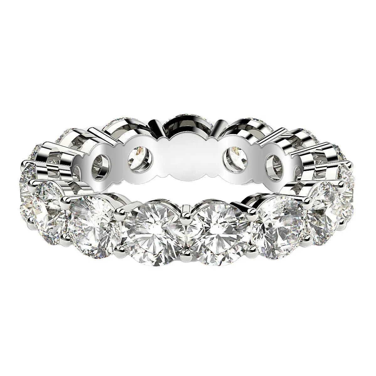 Round Cut Lab Grown Diamond Eternity Ring in 14k White Gold (5 cttw FG/VS2) RCJ Rings CELESTIA LUXE JEWELLERS