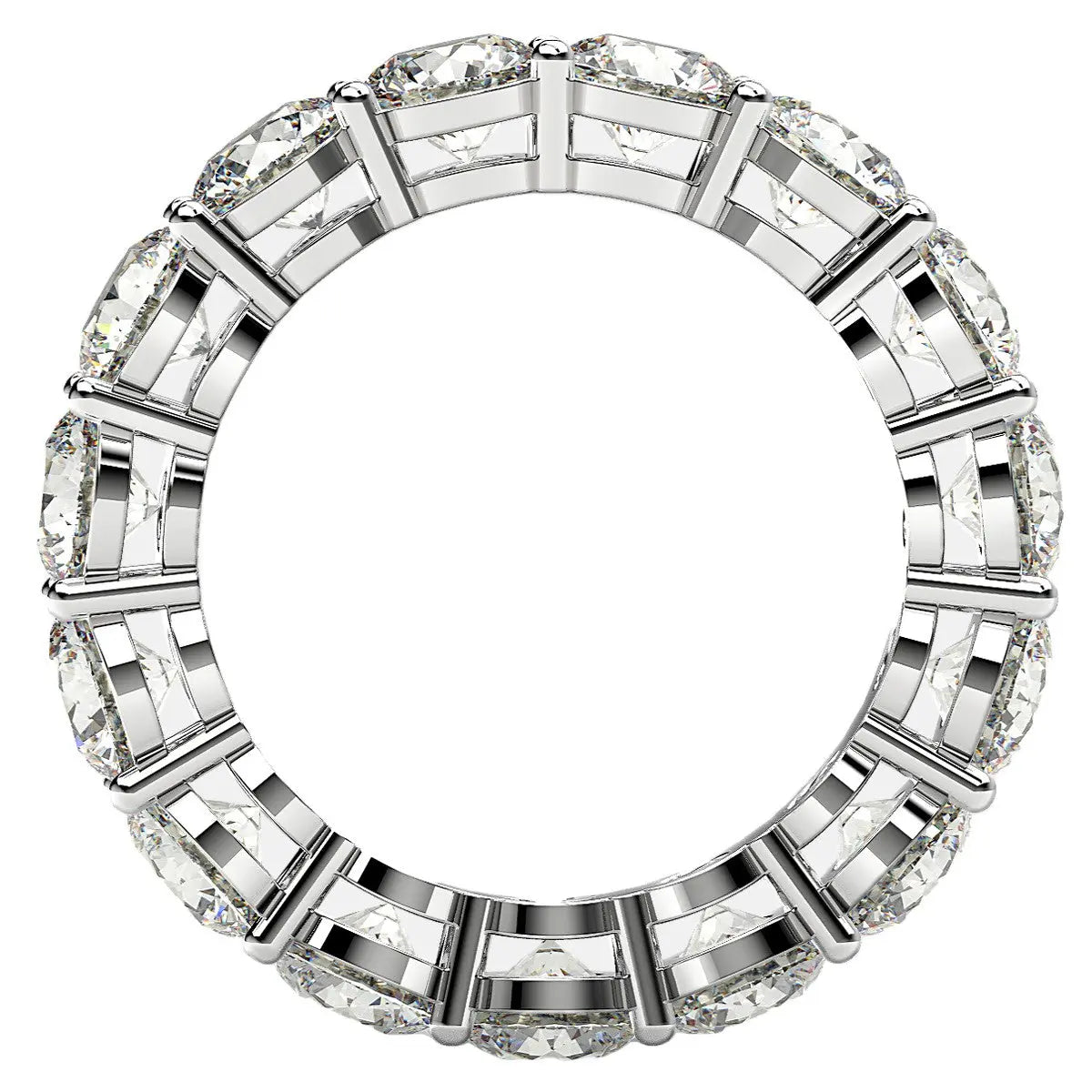 Round Cut Lab Grown Diamond Eternity Ring in 14k White Gold (5 cttw FG/VS2) RCJ Rings CELESTIA LUXE JEWELLERS