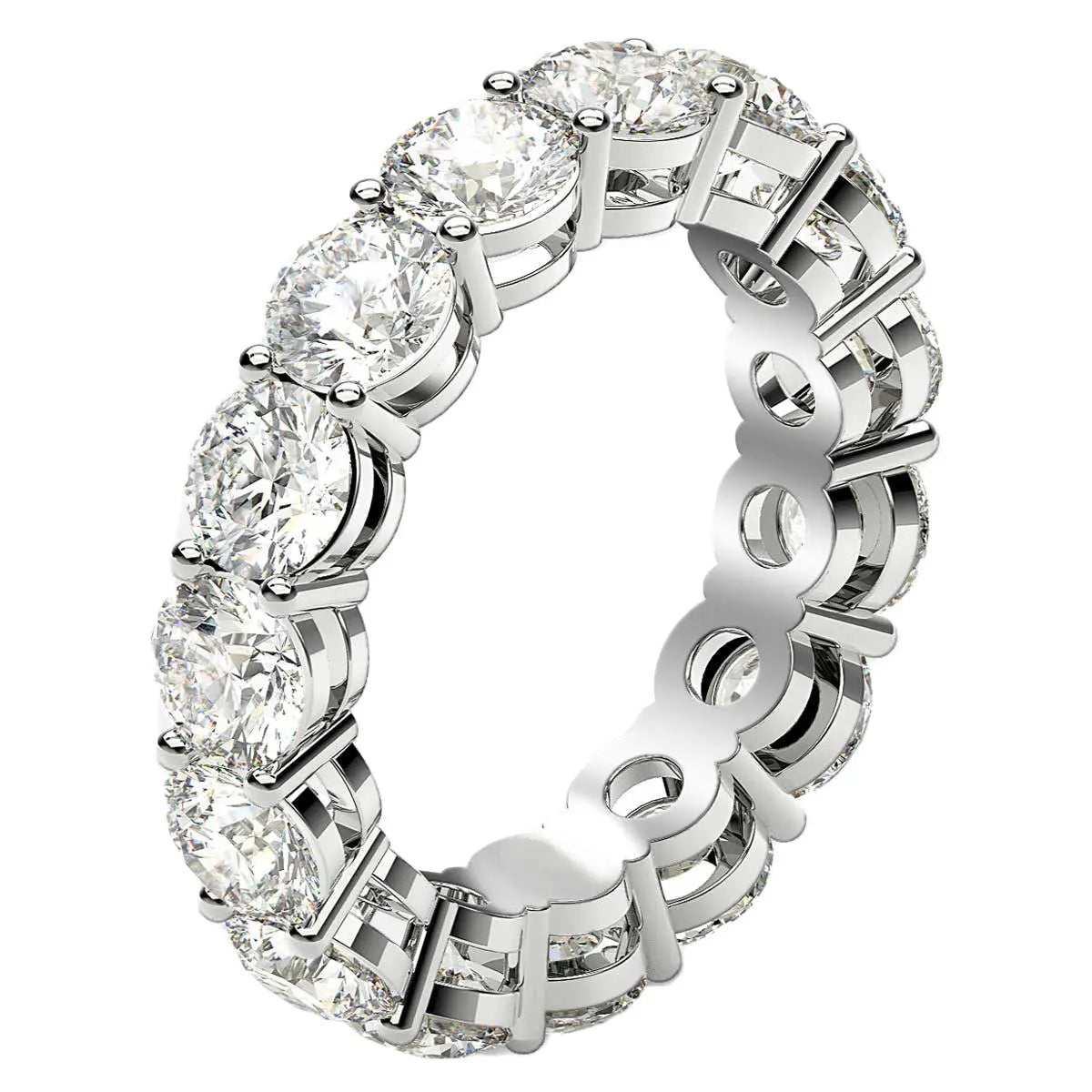 Round Cut Lab Grown Diamond Eternity Ring in 14k White Gold (5 cttw FG/VS2) RCJ Rings CELESTIA LUXE JEWELLERS