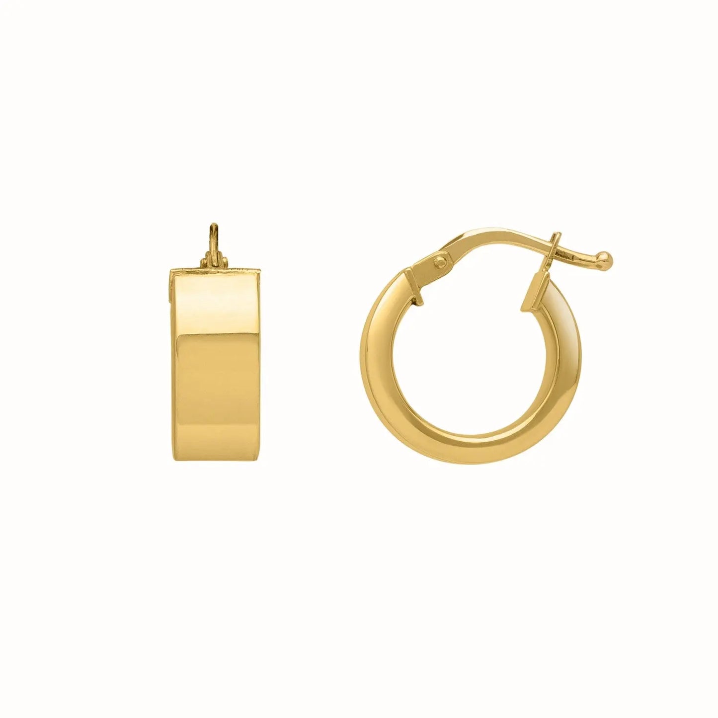 Small Tube Shaped Hoop Earrings in 14K Yellow Gold RCJ Earrings CELESTIA LUXE JEWELLERS