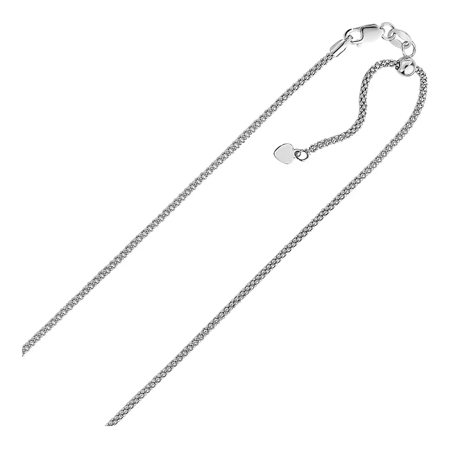 Sterling Silver 0.8mm Adjustable Popcorn Chain (0.80 mm) RCJ Chains CELESTIA LUXE JEWELLERS