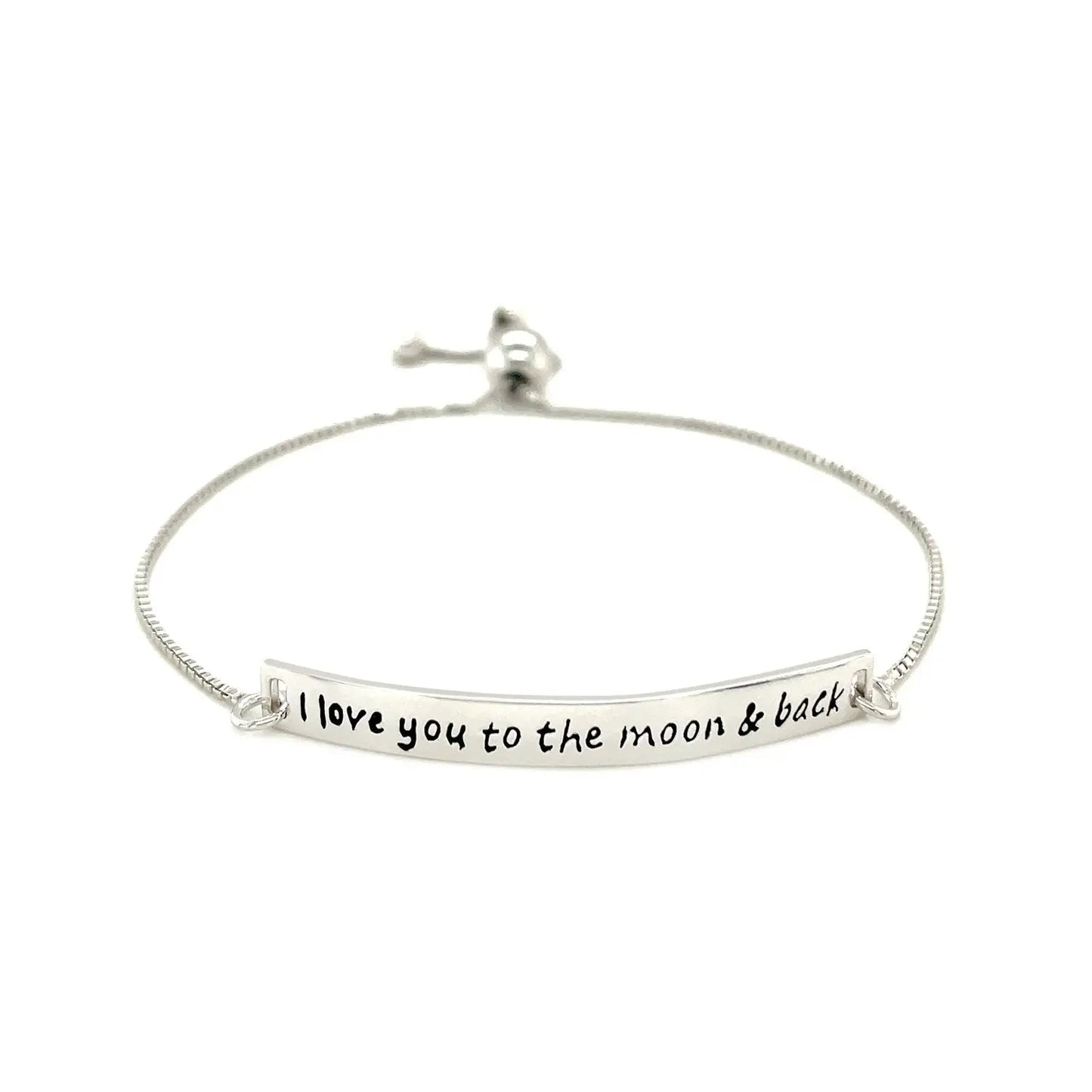 Sterling Silver Adjustable I Love You to the Moon and Back Bracelet (1.20 mm) RCJ Bracelets CELESTIA LUXE JEWELLERS
