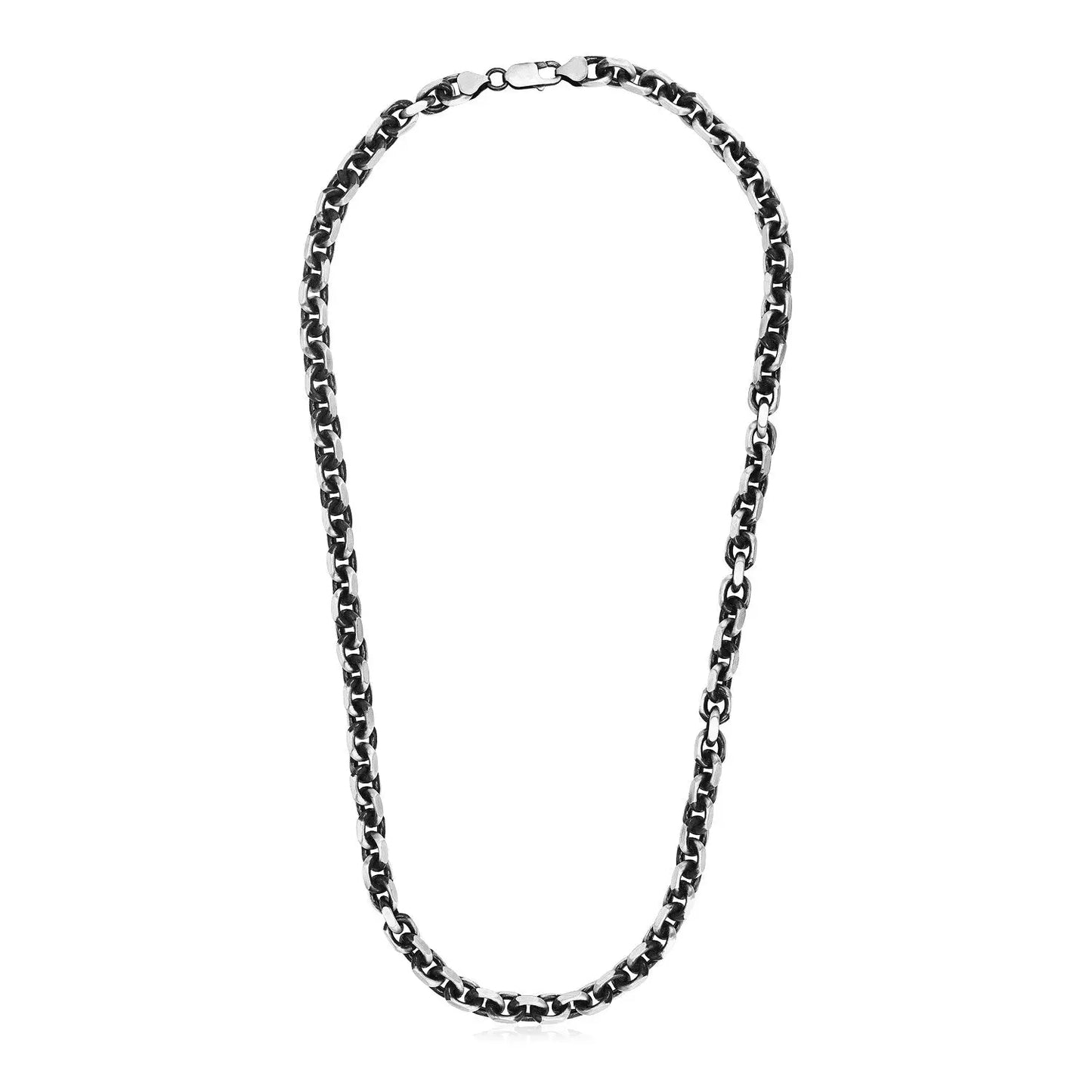Sterling Silver Gunmetal Finish Oval Link Necklace RCJ Necklaces CELESTIA LUXE JEWELLERS