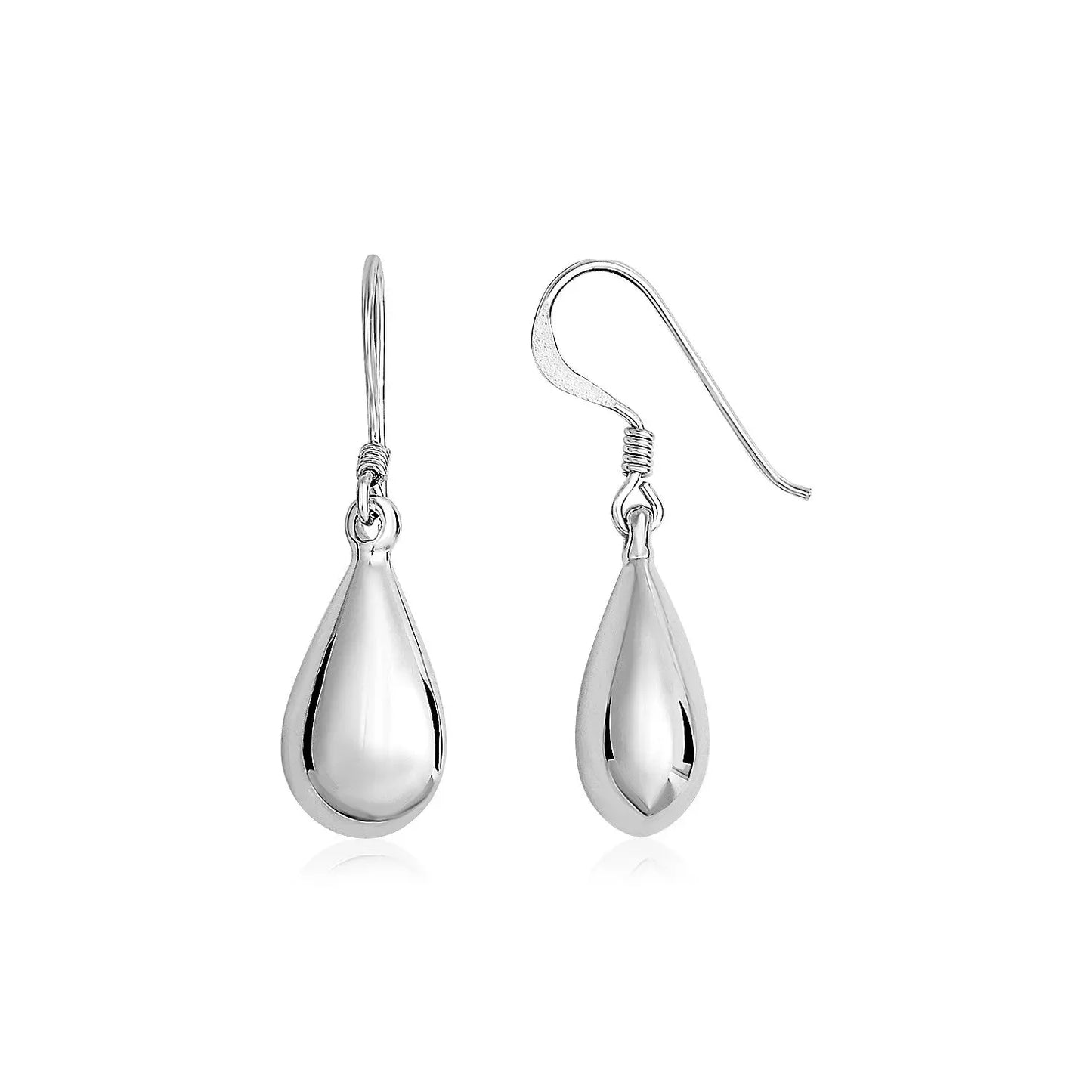 Sterling Silver Polished Puffed Teardrop Dangle Earrings RCJ Earrings CELESTIA LUXE JEWELLERS