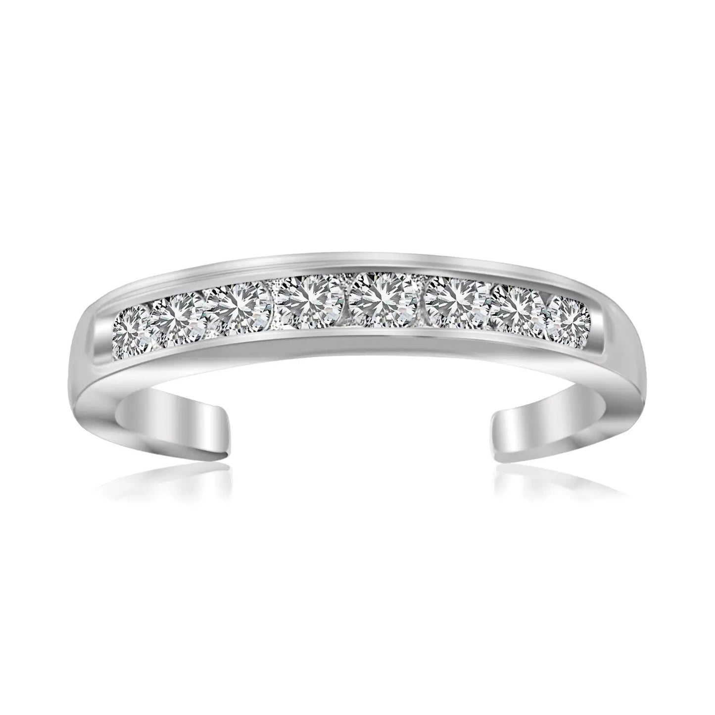 Sterling Silver Rhodium Finished Toe Ring with White Tone Cubic Zirconia Accents RCJ Toe Rings CELESTIA LUXE JEWELLERS