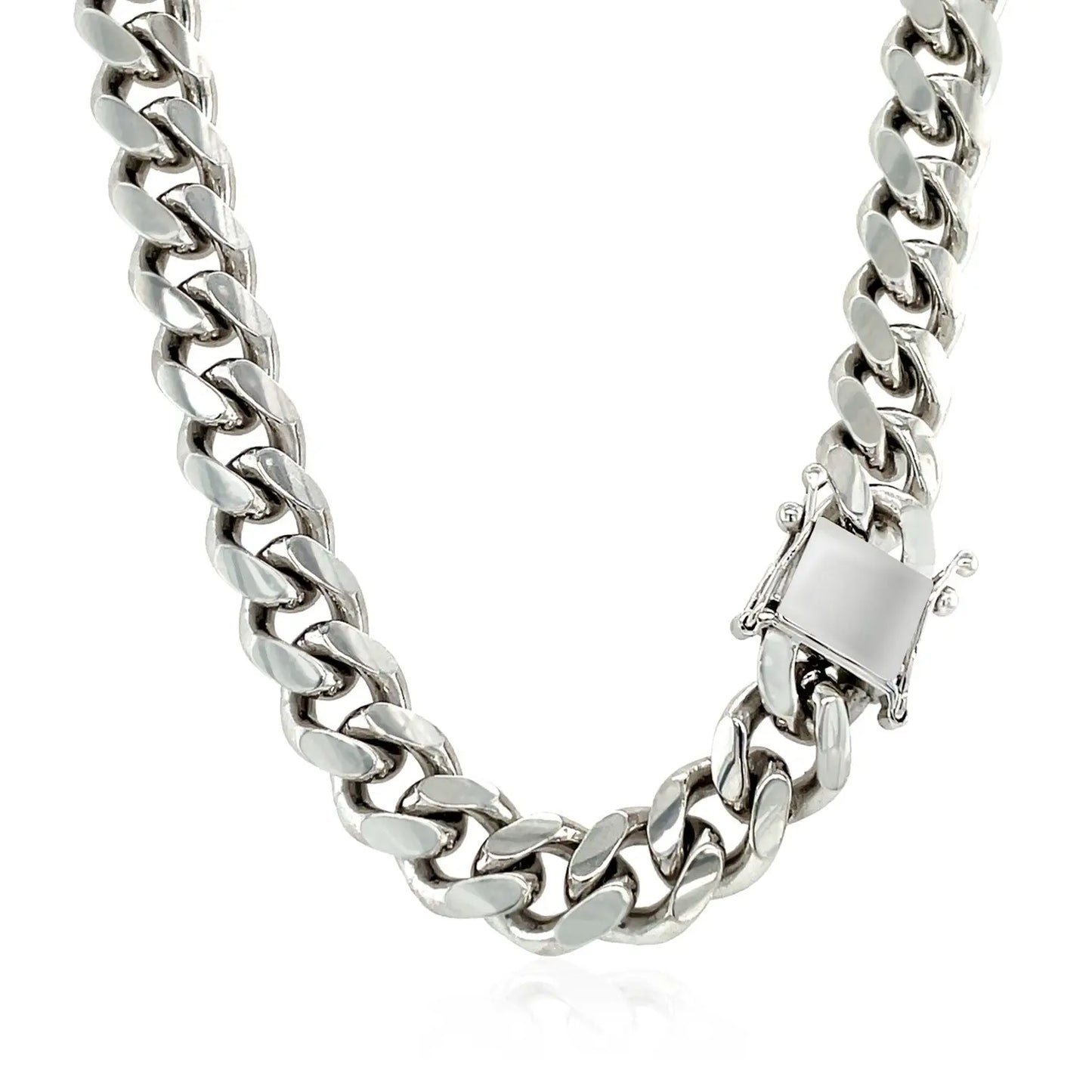 Sterling Silver Rhodium Plated Miami Cuban Chain (8.40 mm) RCJ Chains CELESTIA LUXE JEWELLERS