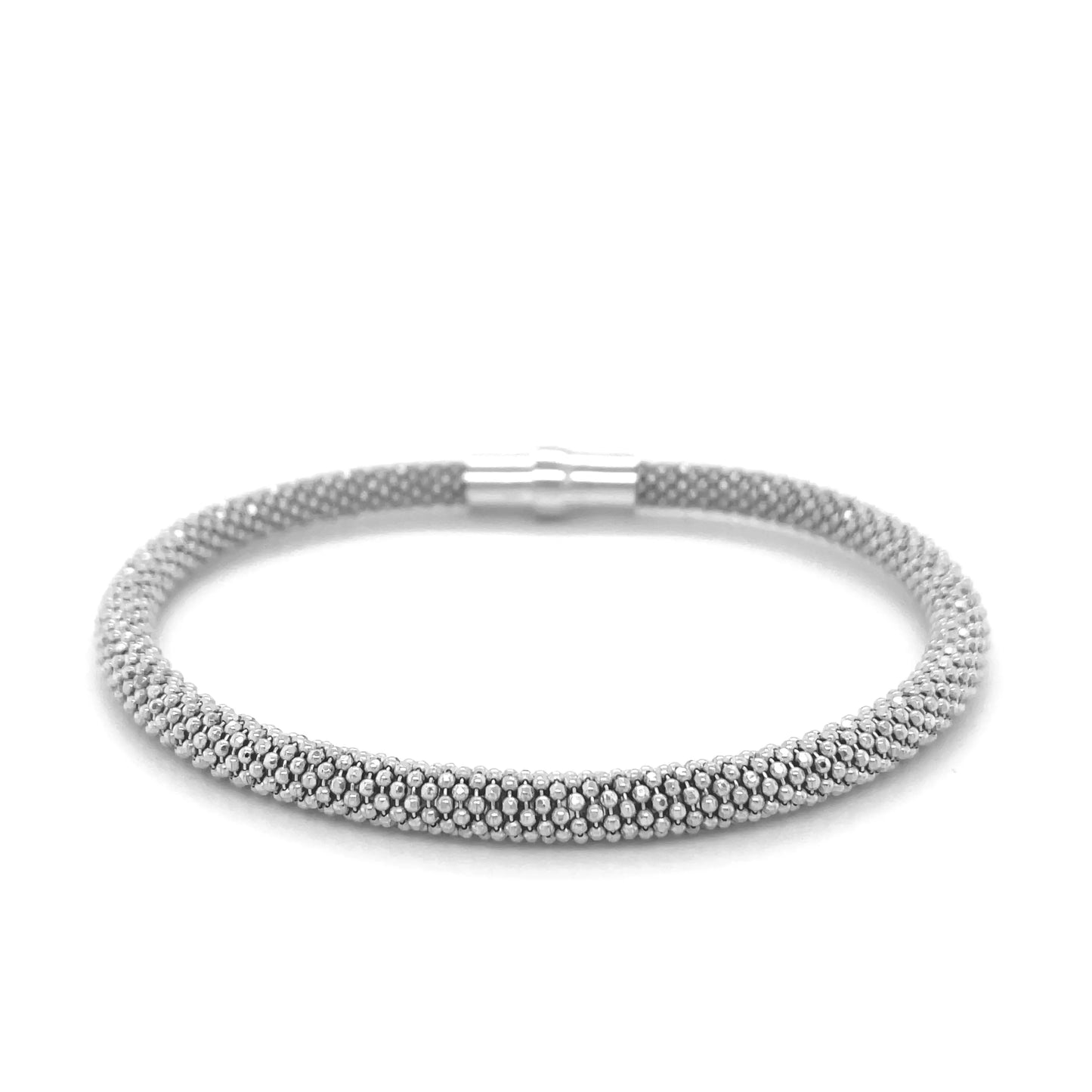 Sterling Silver Rhodium Plated Popcorn Motif Bangle (4.80 mm) RCJ Bangles CELESTIA LUXE JEWELLERS
