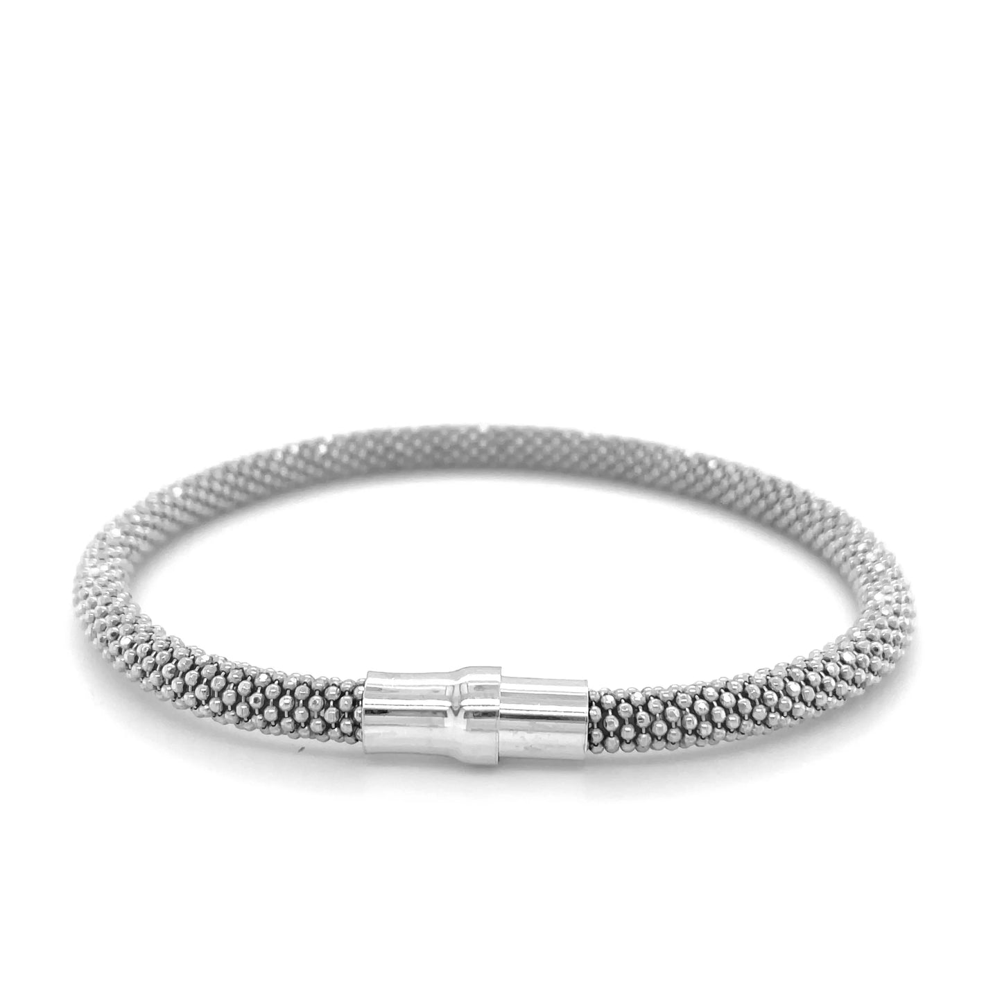 Sterling Silver Rhodium Plated Popcorn Motif Bangle (4.80 mm) RCJ Bangles CELESTIA LUXE JEWELLERS