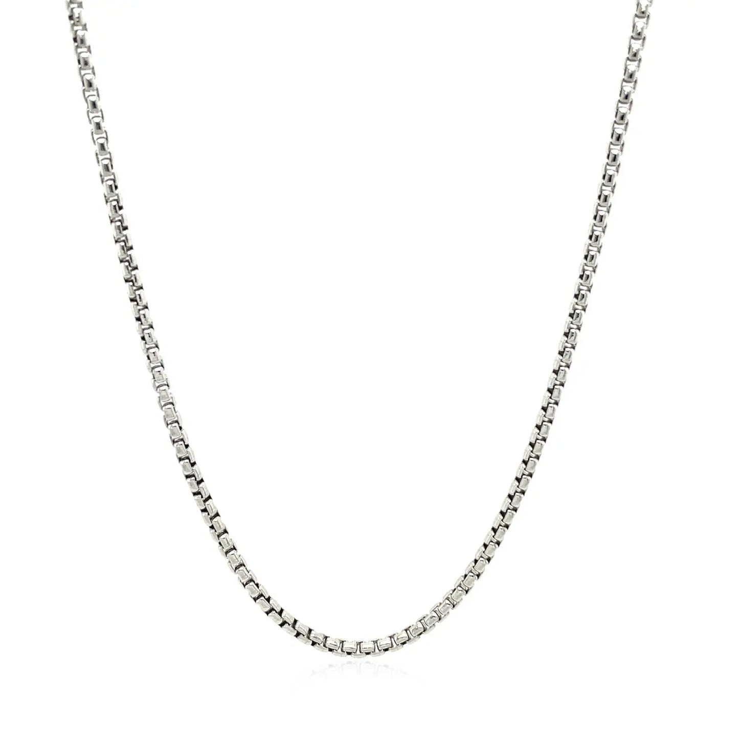 Sterling Silver Rhodium Plated Round Box Chain (1.80 mm) RCJ Chains CELESTIA LUXE JEWELLERS