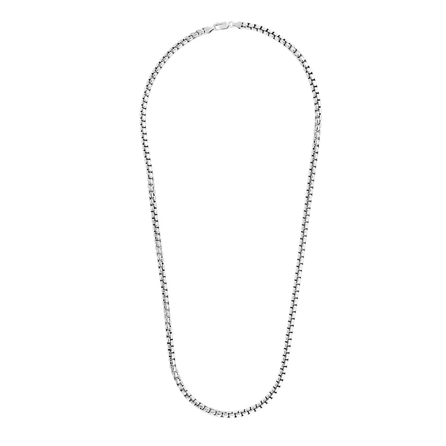 Sterling Silver Rhodium Plated Round Box Chain (4.40 mm) RCJ Chains CELESTIA LUXE JEWELLERS