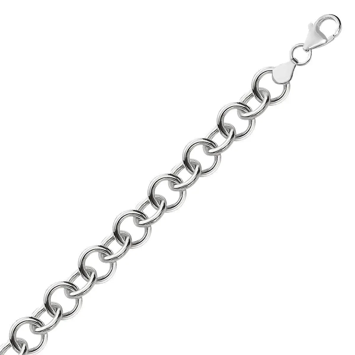 Sterling Silver Rolo Style Polished Charm Bracelet with Rhodium Plating(8.15 mm) RCJ Bracelets CELESTIA LUXE JEWELLERS