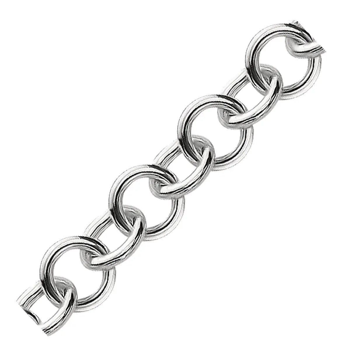 Sterling Silver Rolo Style Polished Charm Bracelet with Rhodium Plating(8.15 mm) RCJ Bracelets CELESTIA LUXE JEWELLERS