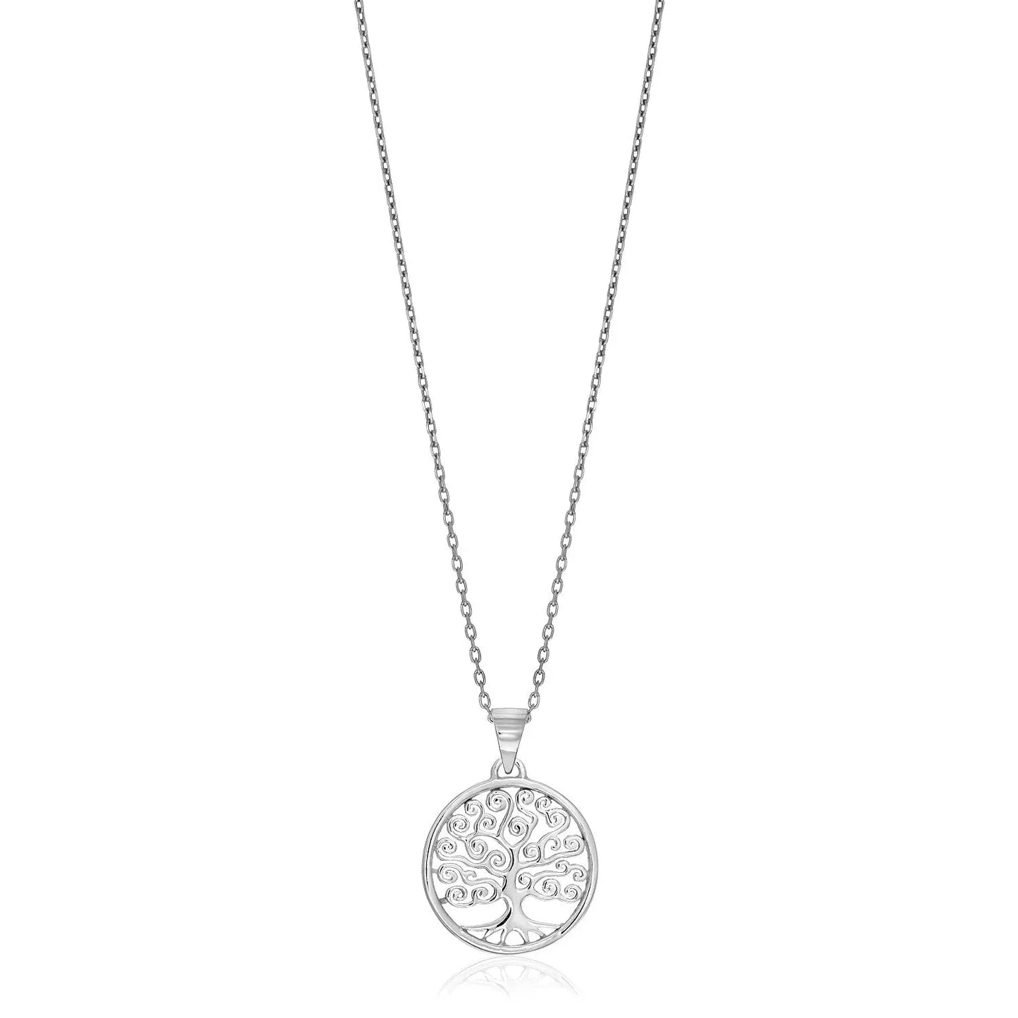 Sterling Silver Round Spiral Motif Tree of Life Necklace RCJ Necklaces CELESTIA LUXE JEWELLERS