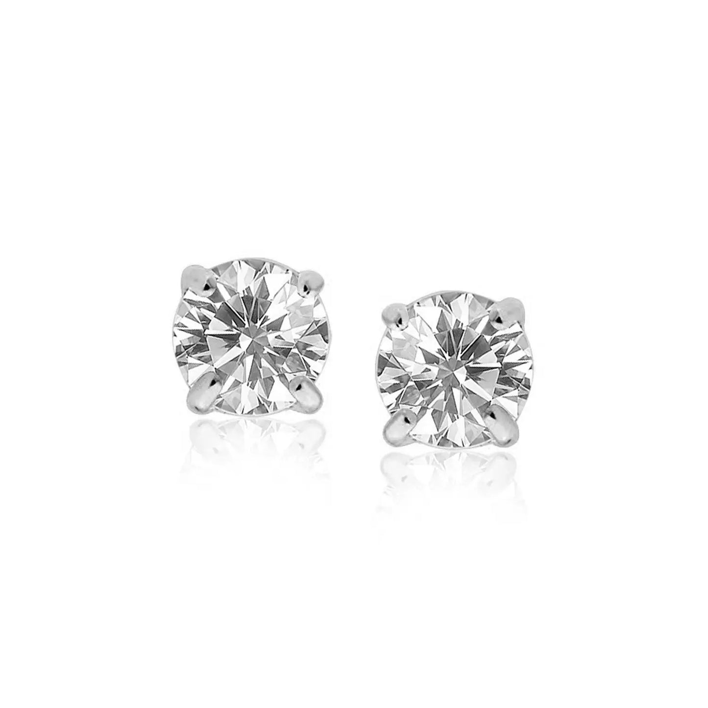 Sterling Silver Stud Earrings with White Hue Faceted Cubic Zirconia(7mm) RCJ Earrings CELESTIA LUXE JEWELLERS