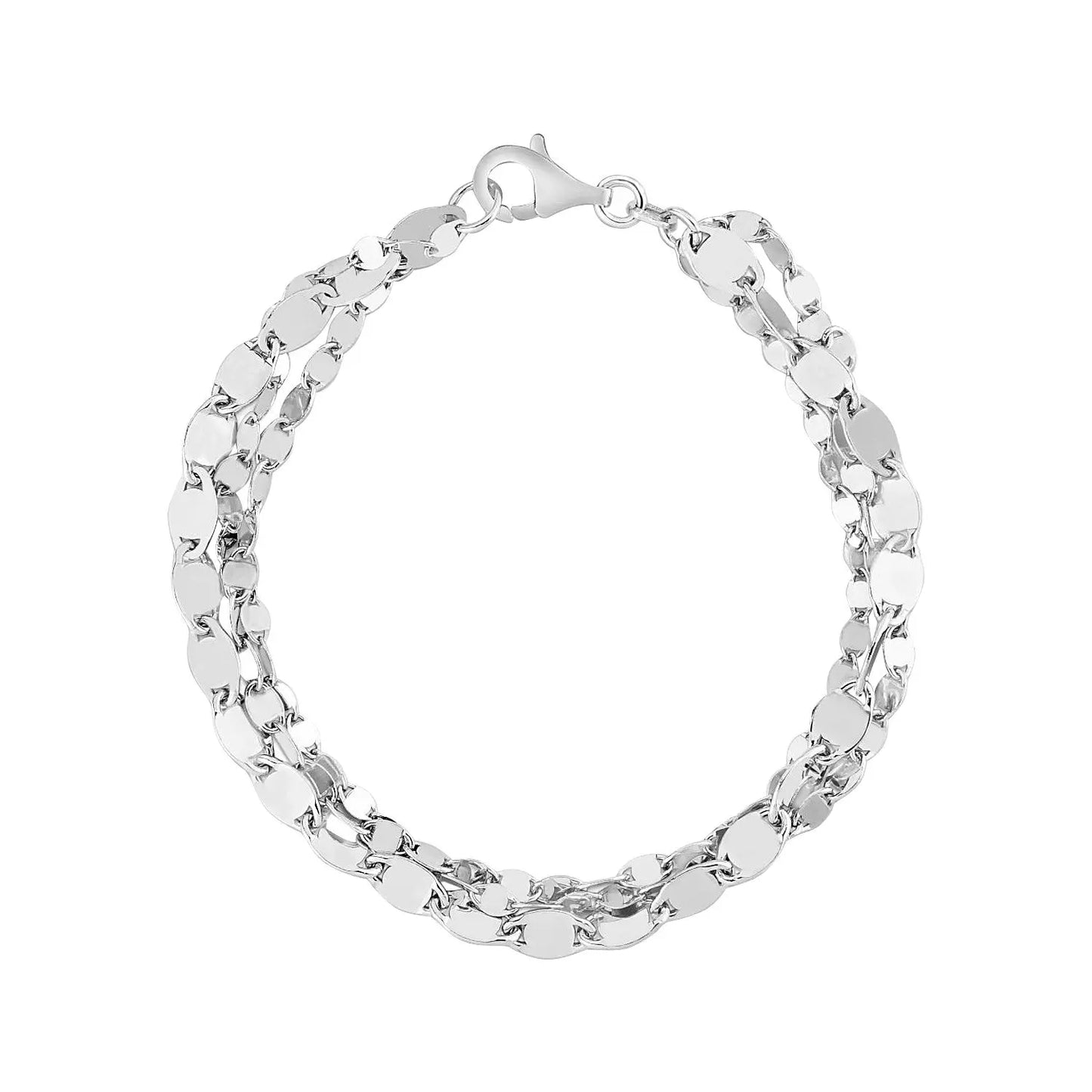Sterling Silver Three Strand Marina Link Bracelet (4.50 mm) RCJ Bracelets CELESTIA LUXE JEWELLERS