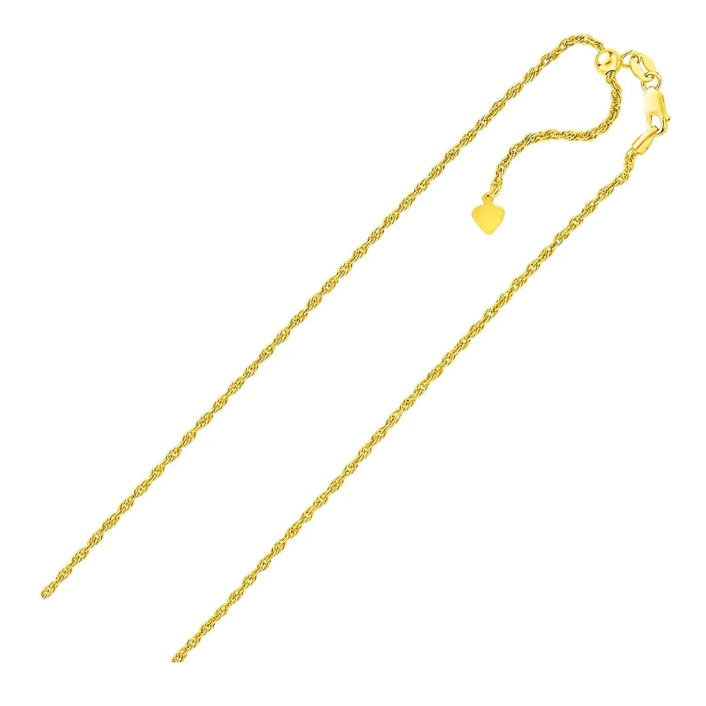 Sterling Silver in Yellow Finish 1.5mm Adjustable Rope Chain (1.50 mm) RCJ Chains CELESTIA LUXE JEWELLERS