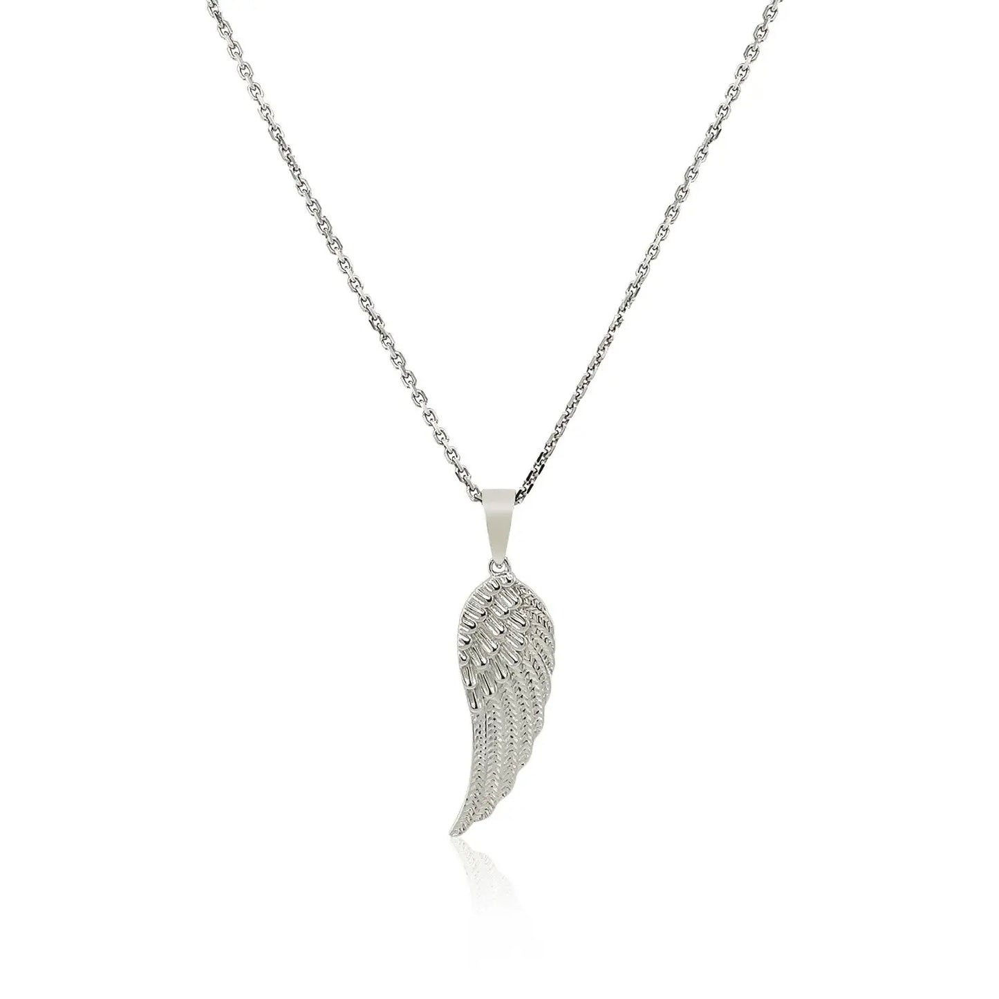 Sterling Silver with Large Textured Angel Wing Pendant RCJ Pendants CELESTIA LUXE JEWELLERS