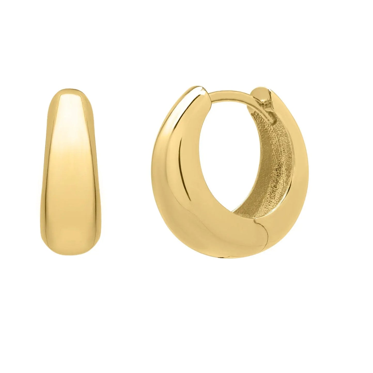 Tapered Huggie Hoop Earrings in 14K Yellow Gold RCJ Earrings CELESTIA LUXE JEWELLERS