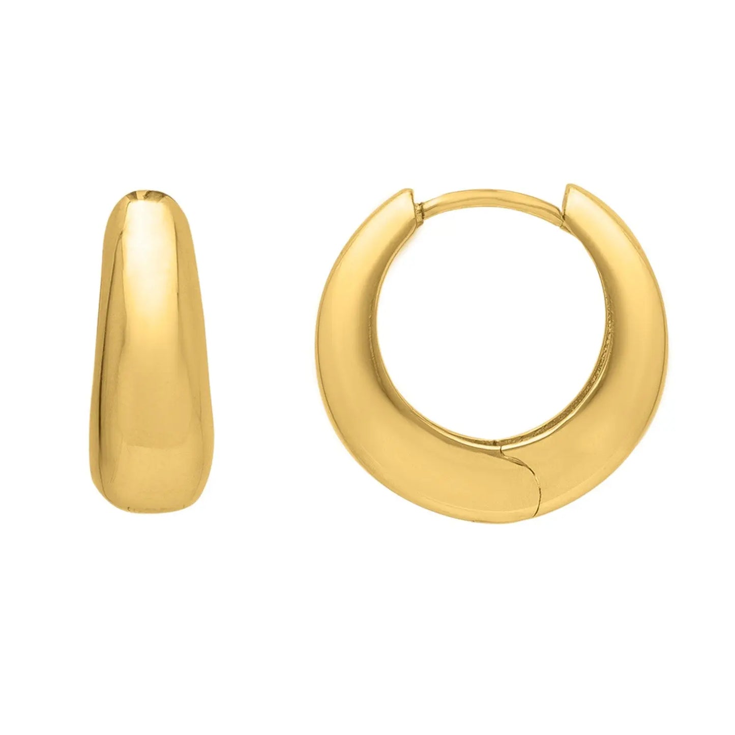 Tapered Huggie Hoop Earrings in 14K Yellow Gold RCJ Earrings CELESTIA LUXE JEWELLERS