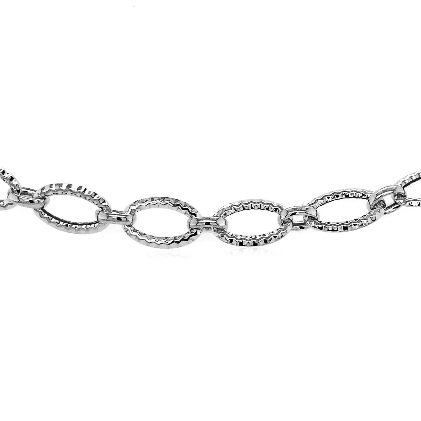 Textured Oval Link Bracelet in 14k White Gold (8.60 mm) RCJ Bracelets CELESTIA LUXE JEWELLERS