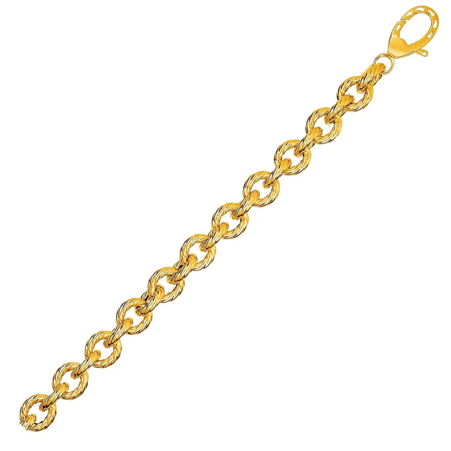 Textured Oval Link Bracelet in 14k Yellow Gold (8.70 mm) RCJ Bracelets CELESTIA LUXE JEWELLERS