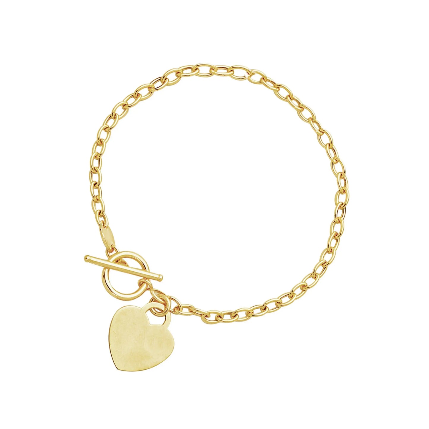 Toggle Bracelet with Heart Charm in 14k Yellow Gold (4.80 mm) RCJ Bracelets CELESTIA LUXE JEWELLERS