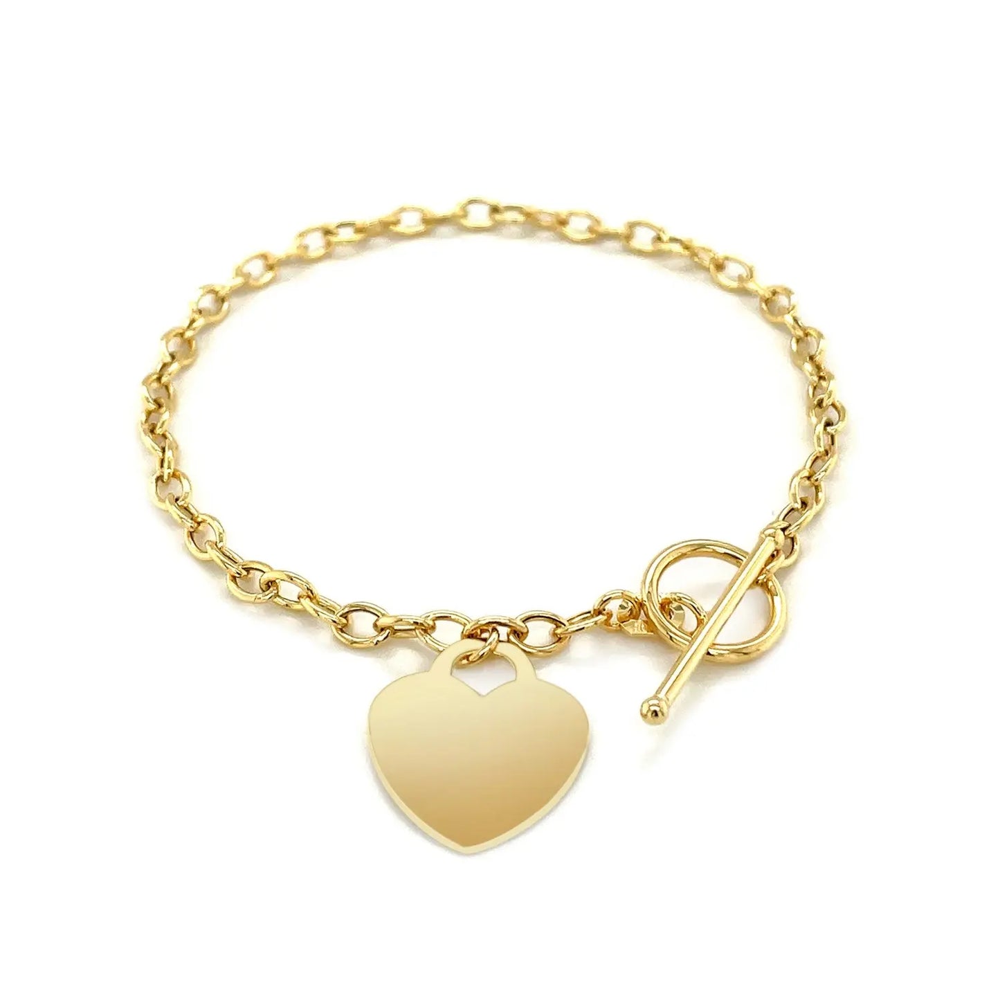 Toggle Bracelet with Heart Charm in 14k Yellow Gold (4.80 mm) RCJ Bracelets CELESTIA LUXE JEWELLERS