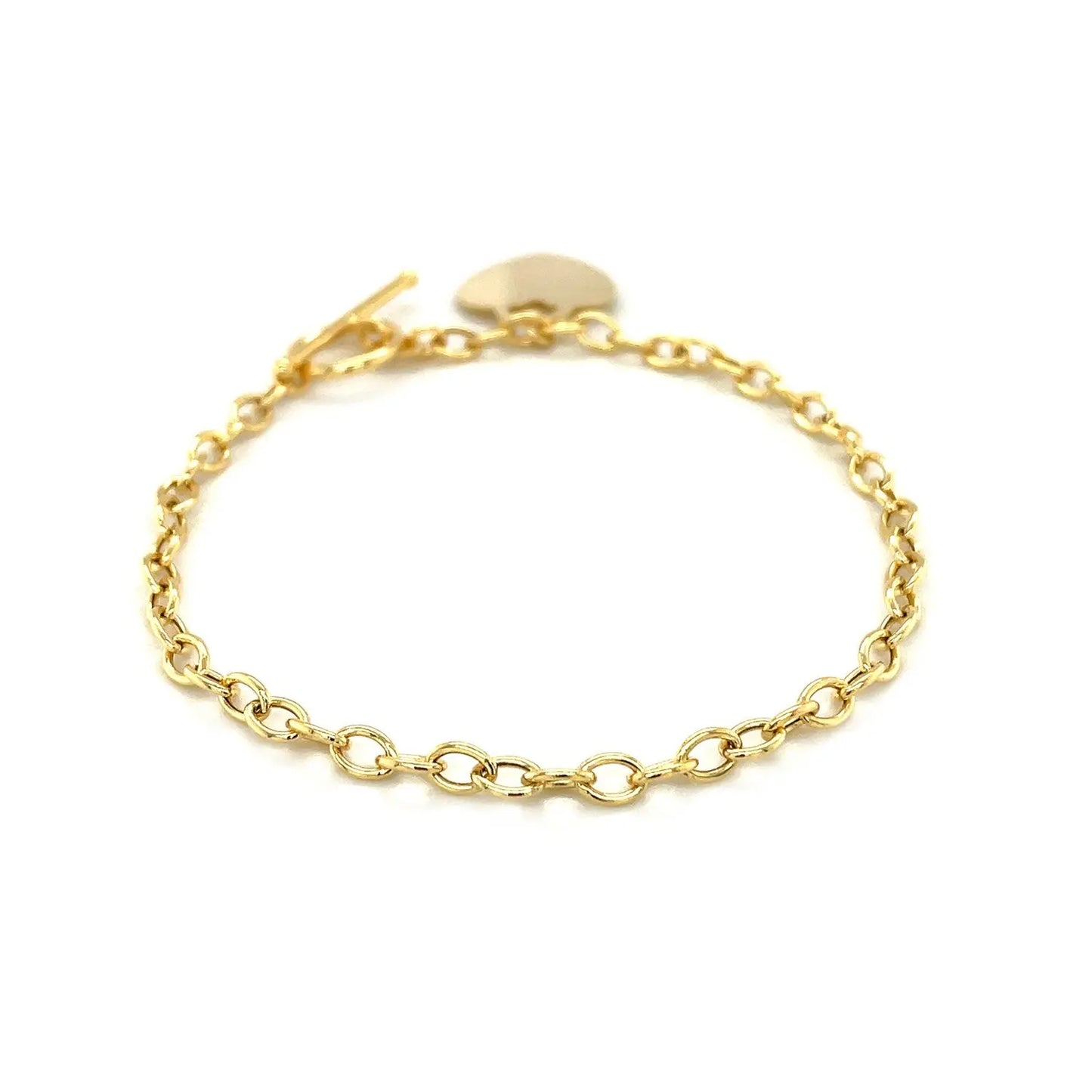 Toggle Bracelet with Heart Charm in 14k Yellow Gold (4.80 mm) RCJ Bracelets CELESTIA LUXE JEWELLERS