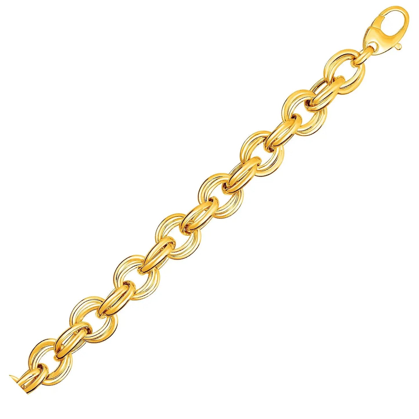 Twisted Double Link Bracelet in 14k Yellow Gold (11.80 mm) RCJ Bracelets CELESTIA LUXE JEWELLERS