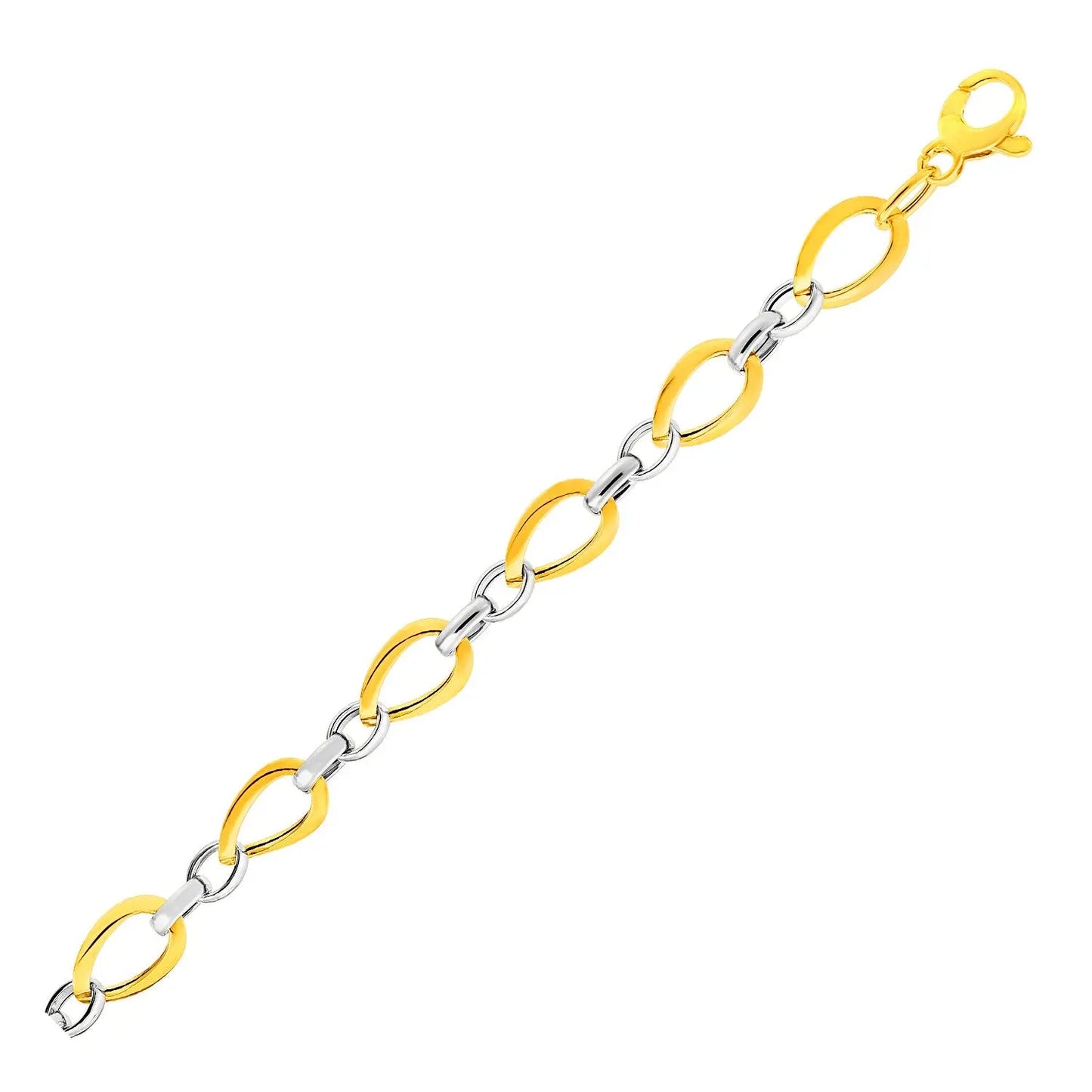 Twisted Oval Chain Bracelet in 14k Two Tone Gold (7.40 mm) RCJ Bracelets CELESTIA LUXE JEWELLERS