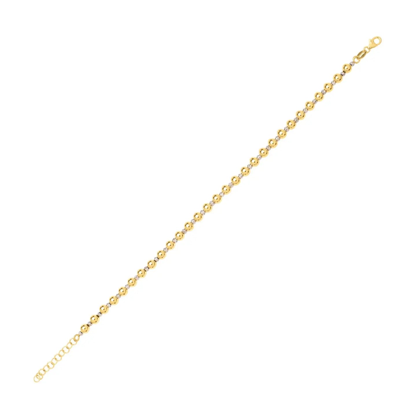 Two Tone Beaded Chain Bracelet in 14K Gold (4.00 mm) RCJ Bracelets CELESTIA LUXE JEWELLERS