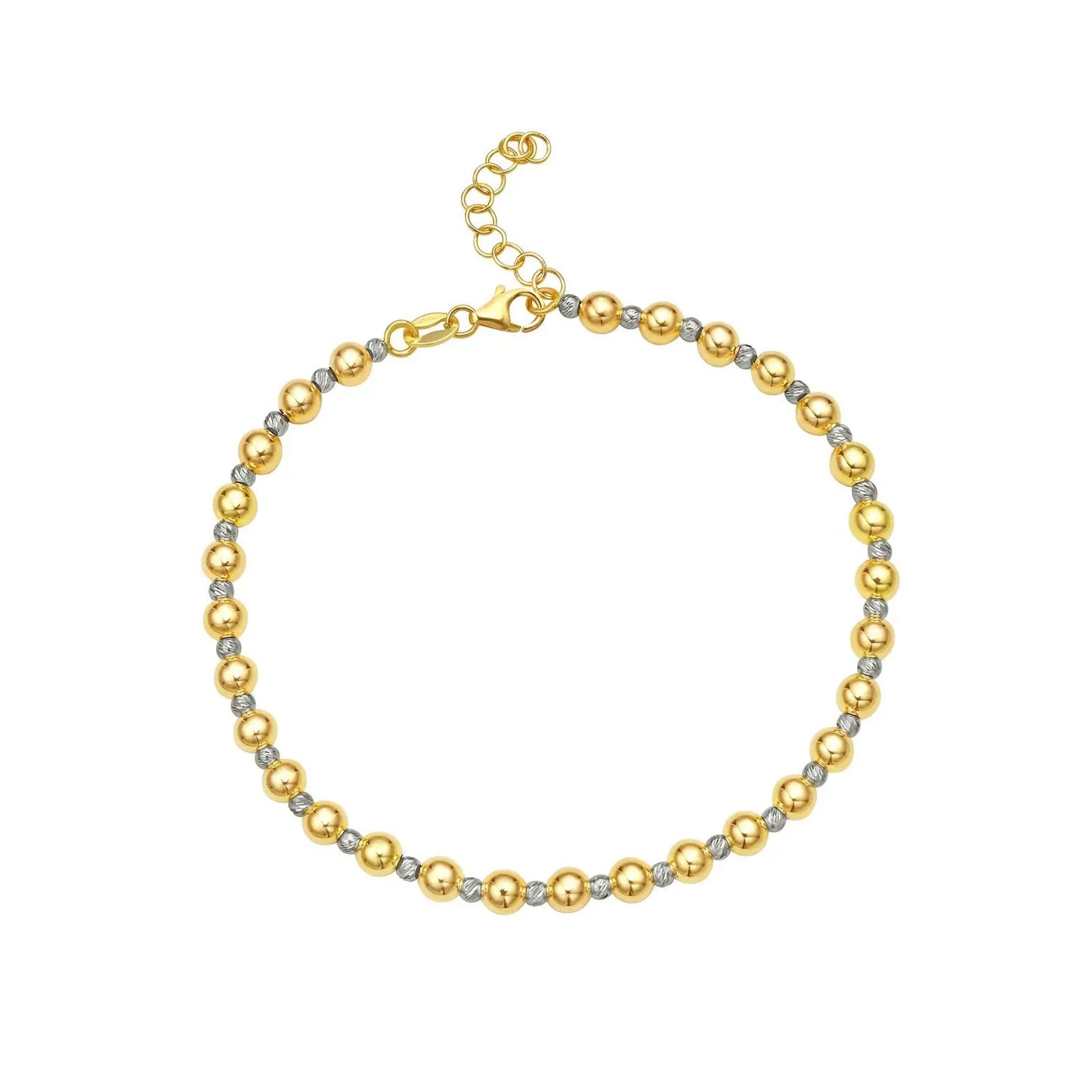 Two Tone Beaded Chain Bracelet in 14K Gold (4.00 mm) RCJ Bracelets CELESTIA LUXE JEWELLERS