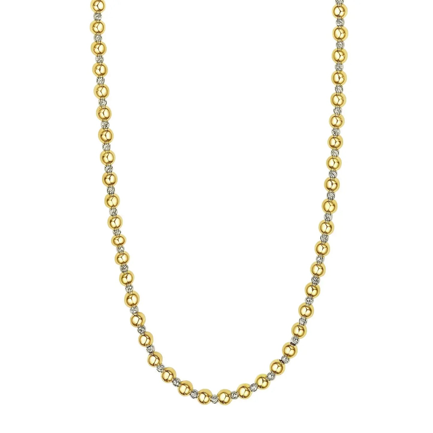 Two Tone Beaded Chain Necklace in 14K Gold RCJ Necklaces CELESTIA LUXE JEWELLERS