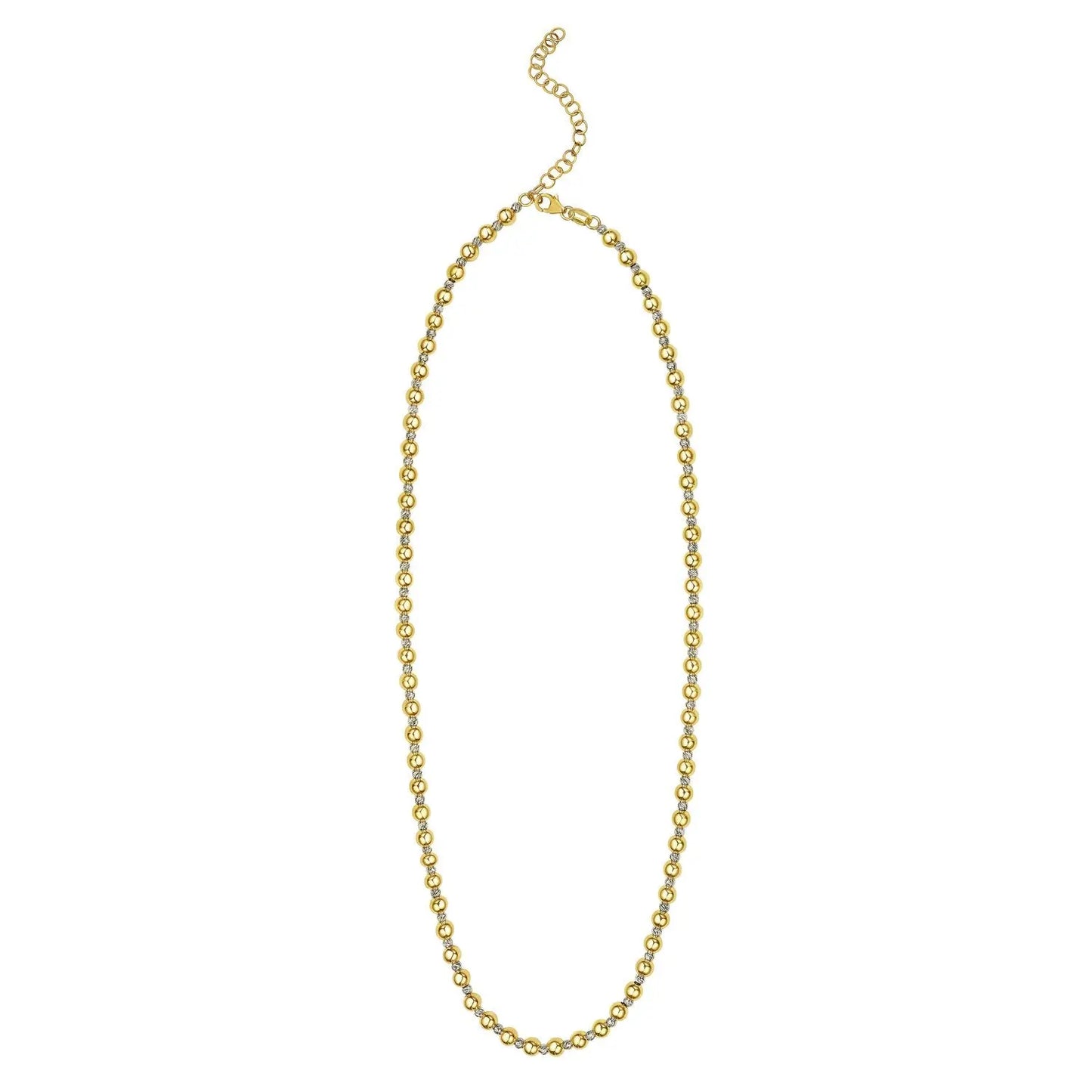 Two Tone Beaded Chain Necklace in 14K Gold RCJ Necklaces CELESTIA LUXE JEWELLERS