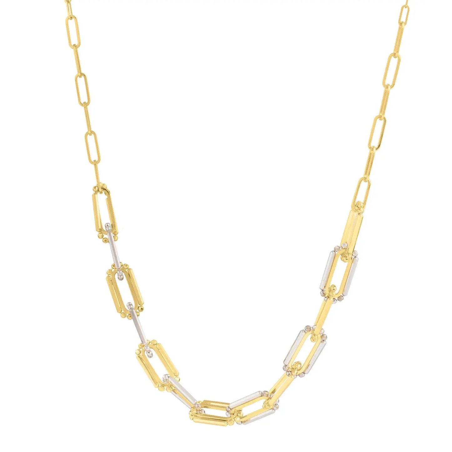 Two Tone Pallina Paperclip Necklace in 14K Gold RCJ Necklaces CELESTIA LUXE JEWELLERS