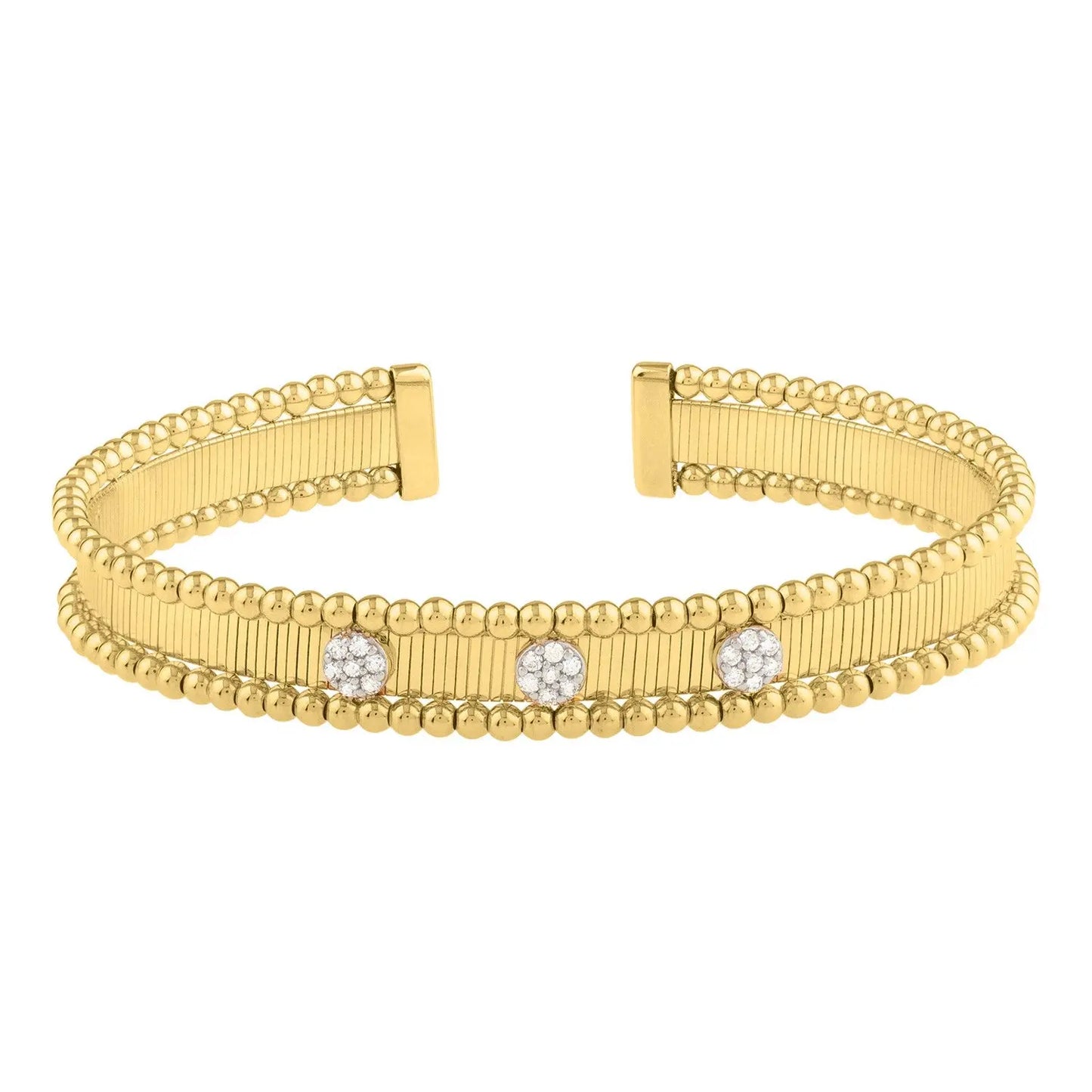 Two Toned Pallina Cuff Bangle in 14K Gold (9.00 mm) RCJ Bangles CELESTIA LUXE JEWELLERS