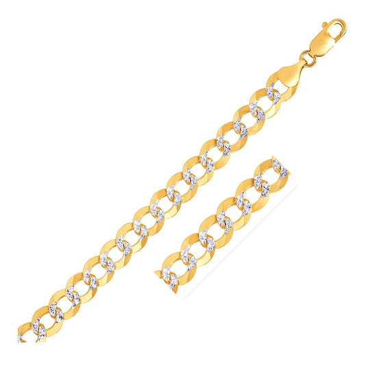 10 mm 14k Two Tone Gold Pave Curb Chain (9.70 mm) RCJ Chains  CELESTIA LUXE JEWELLERS