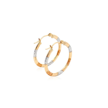 10k Tri-Color Gold Classic Hoop Earrings with Diamond Cut Details(20mm) RCJ Earrings  CELESTIA LUXE JEWELLERS