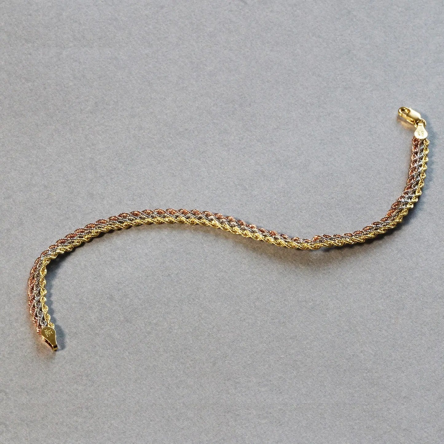 10k Tri-Toned Gold Multi-Strand Rope Chain Bracelet (6.35 mm) RCJ Bracelets  CELESTIA LUXE JEWELLERS