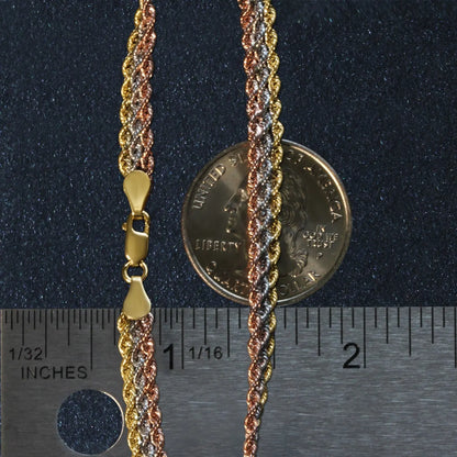 10k Tri-Toned Gold Multi-Strand Rope Chain Bracelet (6.35 mm) RCJ Bracelets  CELESTIA LUXE JEWELLERS