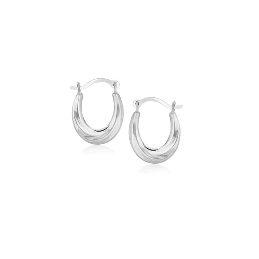 10k White Gold Oval Hoop Earrings RCJ Earrings  CELESTIA LUXE JEWELLERS