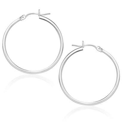 10k White Gold Polished Hoop Earrings (1.5x25 mm) RCJ Earrings  CELESTIA LUXE JEWELLERS