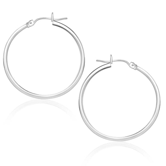 10k White Gold Polished Hoop Earrings (1.5x25 mm) RCJ Earrings  CELESTIA LUXE JEWELLERS