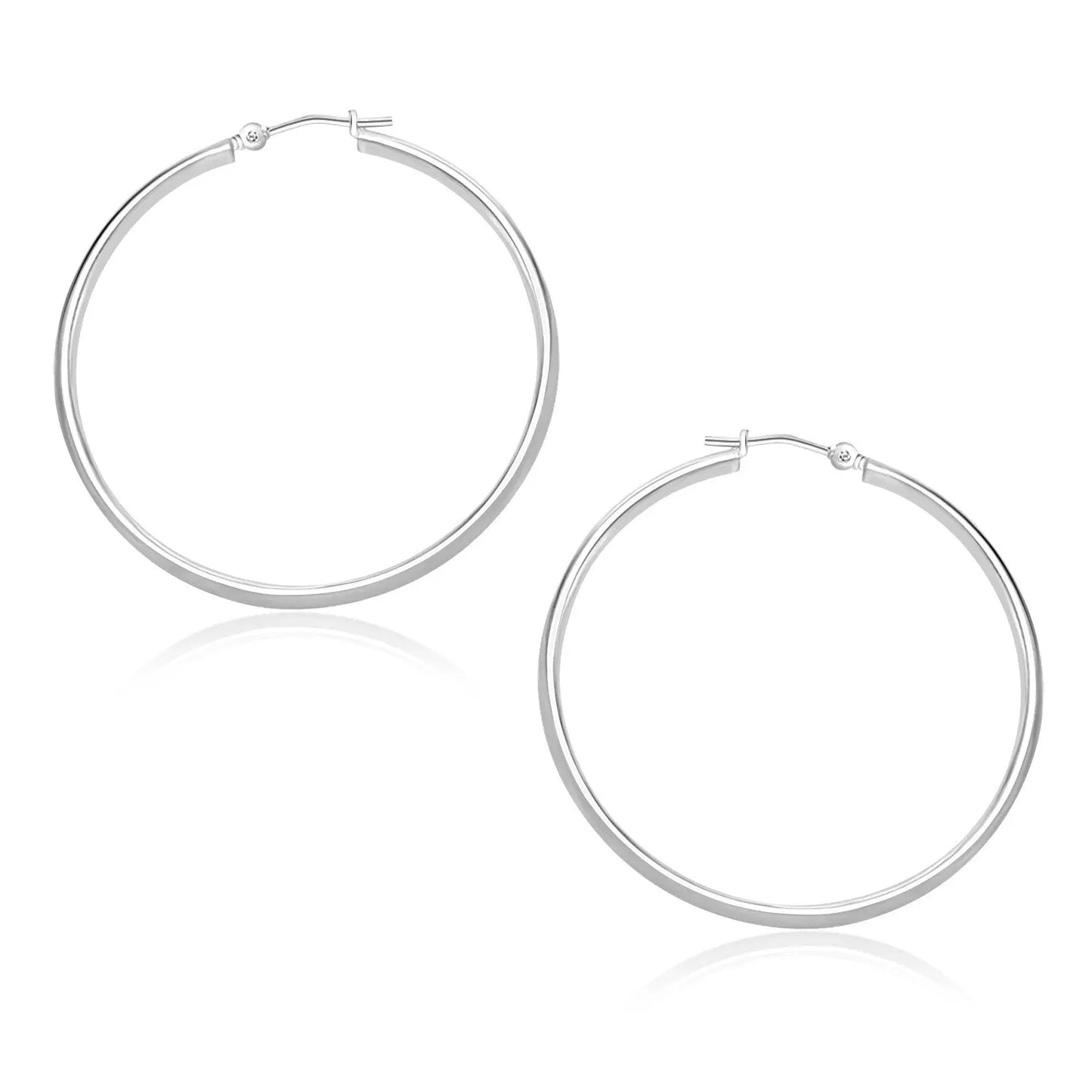 10k White Gold Polished Hoop Earrings (1.5x30mm) RCJ Earrings  CELESTIA LUXE JEWELLERS