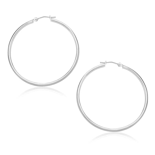 10k White Gold Polished Hoop Earrings (1.5x30mm) RCJ Earrings  CELESTIA LUXE JEWELLERS