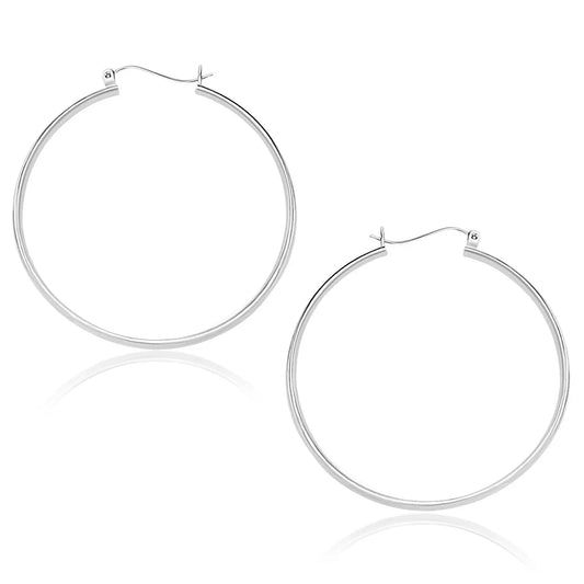 10k White Gold Polished Hoop Earrings (1.5x40mm) RCJ Earrings  CELESTIA LUXE JEWELLERS