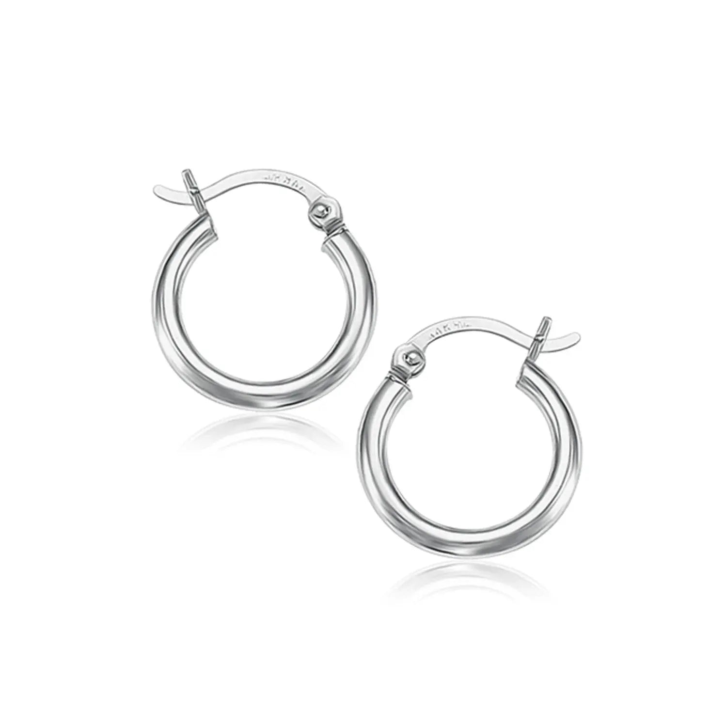 10k White Gold Polished Hoop Earrings (2x15 mm) RCJ Earrings  CELESTIA LUXE JEWELLERS