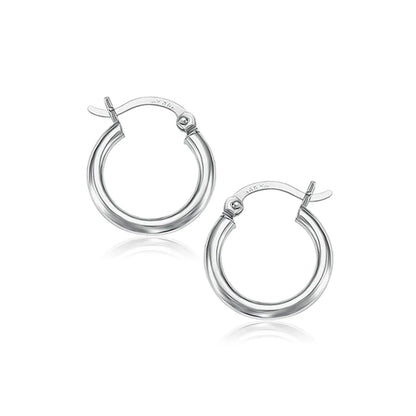 10k White Gold Polished Hoop Earrings (2x15 mm) RCJ Earrings  CELESTIA LUXE JEWELLERS