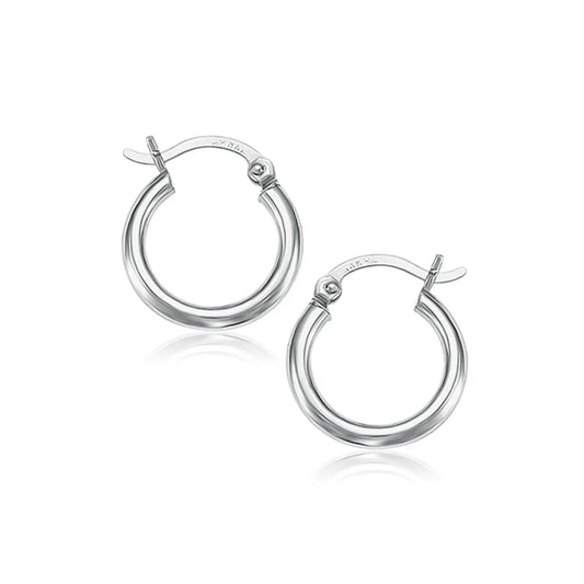 10k White Gold Polished Hoop Earrings (2x15 mm) RCJ Earrings  CELESTIA LUXE JEWELLERS