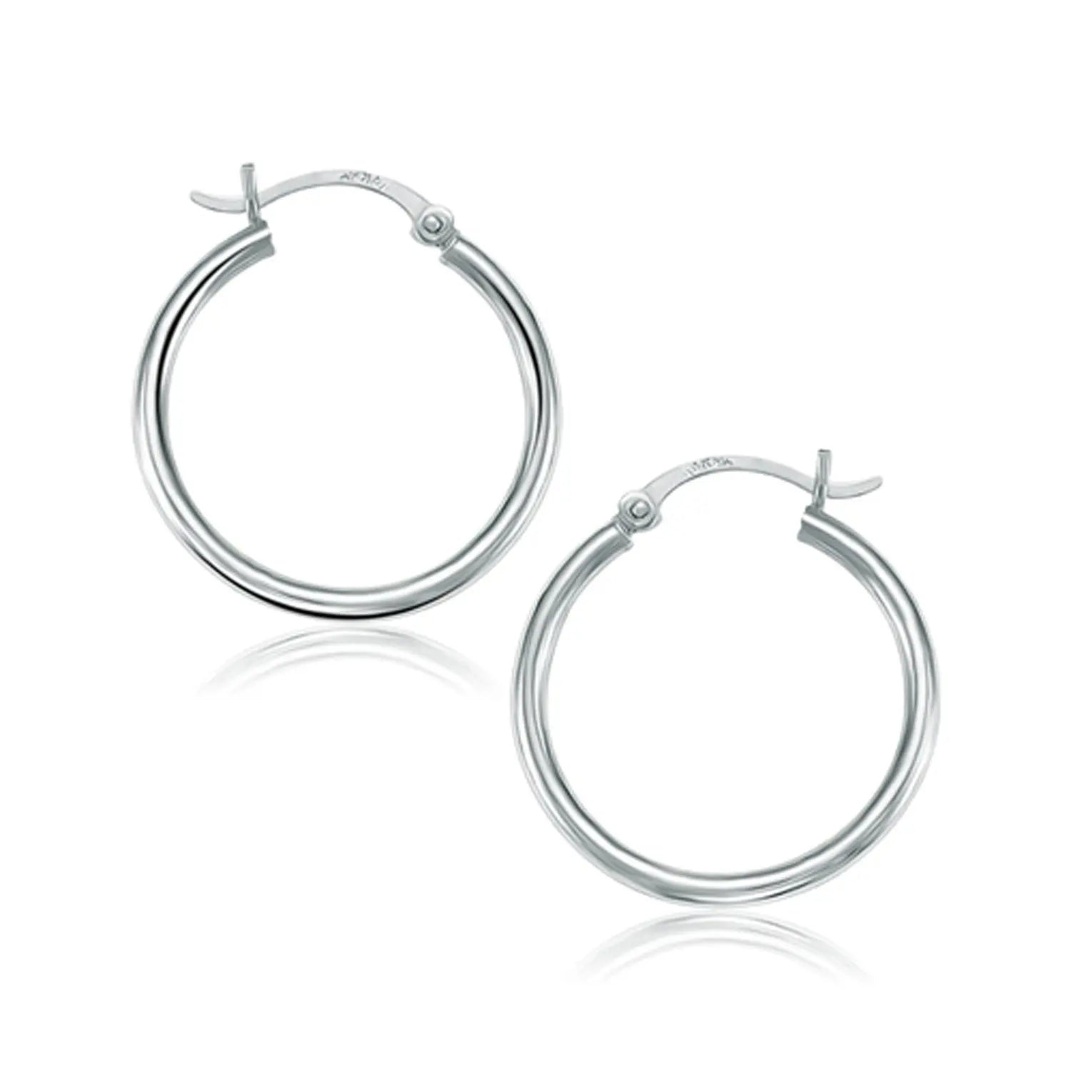10k White Gold Polished Hoop Earrings (2x25mm) RCJ Earrings  CELESTIA LUXE JEWELLERS